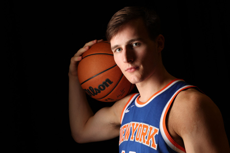 Rookie Tyler Kolek im Jersey der New York Knicks