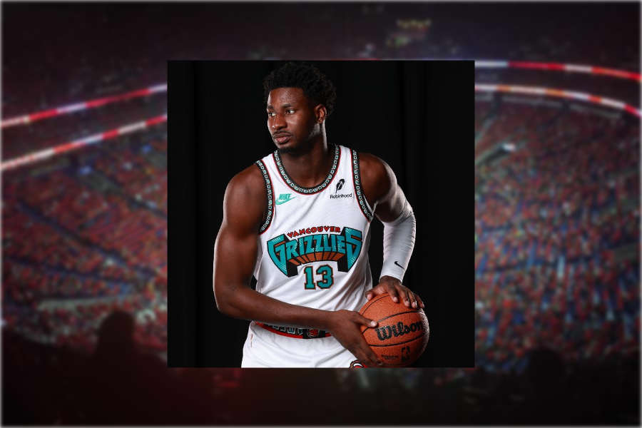 Jaron Jackson mit dem neuen Vancouver Grizzlies Jersey