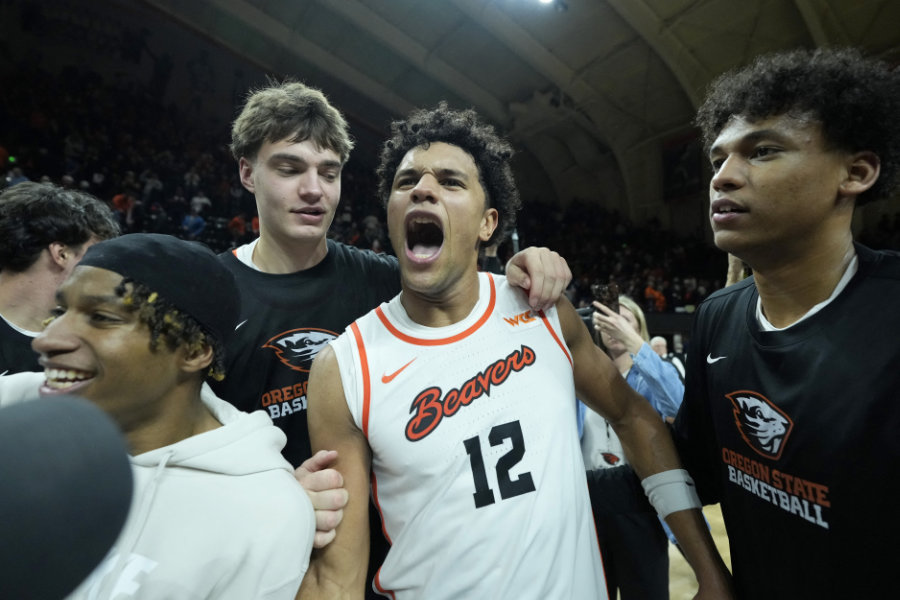 Michael Ratal von den Oregon State Beavers jubelt